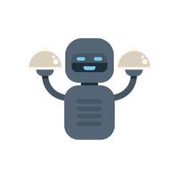 Robot holding two plates with food on top vector