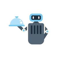A robot holding a tray with a dish on it vector