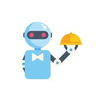 A robot holding a tray with a dish on it vector