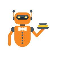 An orange robot holding a plate with a fork vector