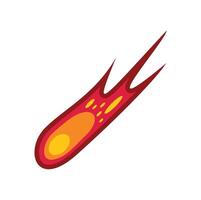 A red and yellow rocket with a fiery tail vector