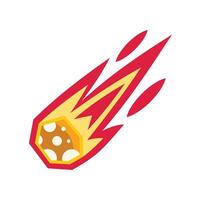 A red and yellow rocket with a pizza on it vector