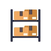 A rack with boxes on it and a white background vector
