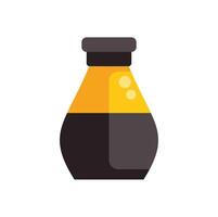 A bottle of ink with a black and yellow liquid inside vector