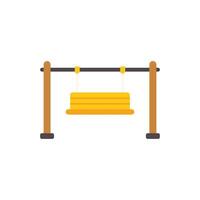 A swing is hanging from a wooden frame vector