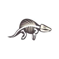 An illustration of a dinosaur with a skeleton vector