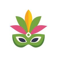 A colorful carnival mask with leaves on it vector