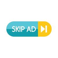 Skip ad button with yellow arrow vector