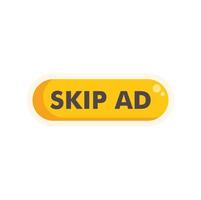 Skip ad button, yellow, flat icon, isolated on white background vector