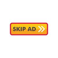 A yellow and red skip ad button on a white background vector