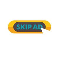 A button with the word skip ad on it vector