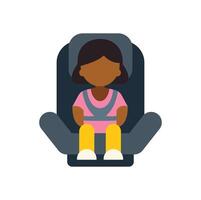 A girl sitting in a car seat with a harness vector