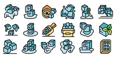 Ice cubes melting, piled up, in a bucket, with a scoop and lemon slice, refreshing cold summer drinks vector