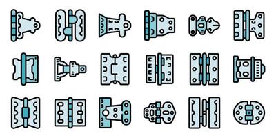 Door hinge icons showing different styles and designs for various applications vector