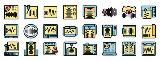 Polygraph test icons showing lie detection and truth verification vector