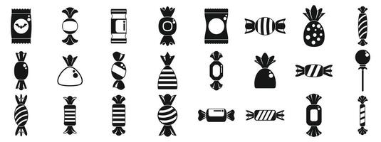 Candy wrappers icons set. Candy shop icons showing various sweets and treats wrapped for delicious snacking vector