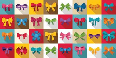 Bowknots icons set. Colorful bow icons showing different knots and styles for decoration vector