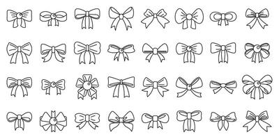 Bowknots icons set. Decorative ribbon bows collection in thin line style for various design purposes vector