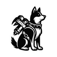 A dog with a rocket strapped to its back vector