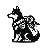 A dog with a rocket strapped to its back vector