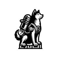A dog with a rocket launcher on its back vector