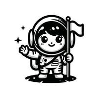 An astronaut holding a flag and waving vector