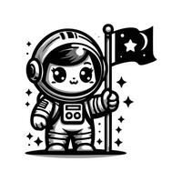 An astronaut holding a flag and a star vector