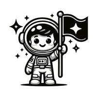 Astronaut holding flag by joshua klein vector