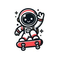An astronaut riding a skateboard with a smile vector