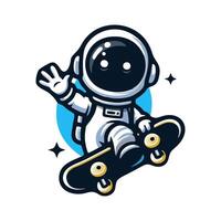 Astronaut skateboarder illustration vector