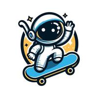 An astronaut riding a skateboard vector