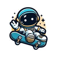 An astronaut riding a skateboard vector