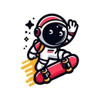 An astronaut riding a skateboard vector