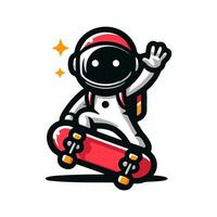 An astronaut riding a skateboard vector