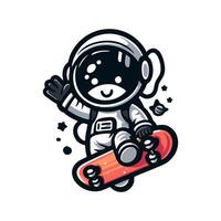 An astronaut riding a skateboard vector