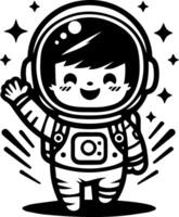 An astronaut in a black and white drawing vector