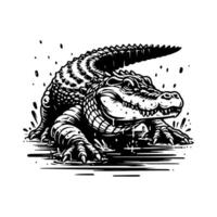An alligator in the water with its mouth open vector