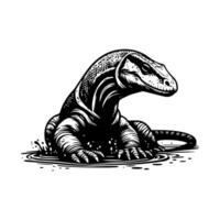 A black and white image of a lizard vector