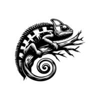 Chameleon on branch illustration vector