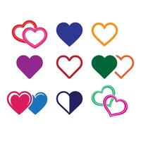 Minimalist colored love heart icon set for romantic designs. vector