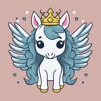 Pegasus with crown vector