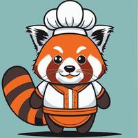 Cute Red Panda in a chef costume vector