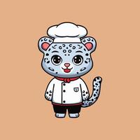 Snow Leopard in a chef costume vector