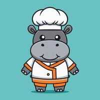 Hippopotamus in a chef costume vector
