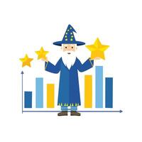 Simple Illustration Data wizard with star charts vector