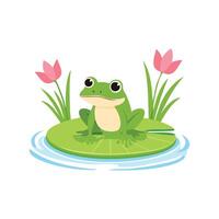 Frog Sitting on a Lily Pad vector