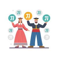 Historical Figures of Mathematics with Pi Symbols vector