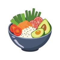 Simple Illustration Poke bowl arranged vector