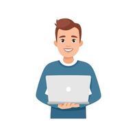 Simple Illustration Programmer with cute laptop vector