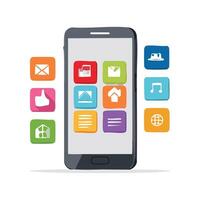 Smartphone with cascading apps vector